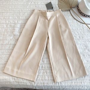 UTERQUE Cropped Wide Leg High Waist Trousers Pants Oat Cream Size XS
